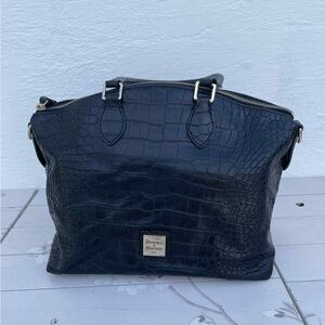 Dooney & Bourke Black Croc-Embossed Satchel
